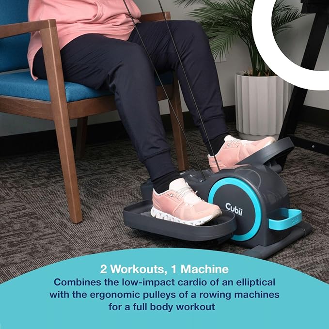 Cubii Total Body - Compact 2-in-1 Elliptical with 12 Resistance Levels, Low-Impact Cardio & Strength Training with an Ergonomic Pulley System for a Full-Body Workout - Adult to Senior