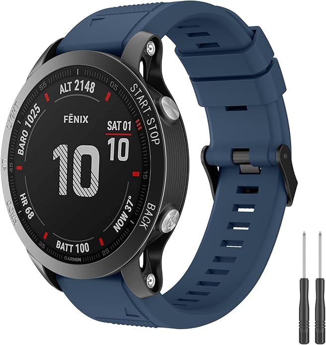 Meliya Silicone Sport Bands for Fenix 7/7 Pro/6/6 Pro/5/5 Plus, 22mm Quick Fit Strap for Forerunner 965/955/945/935/745/Approach S70 47mm/S62/S60/Epix 2/2 Pro 47mm Smartwatch (Navy Blue)