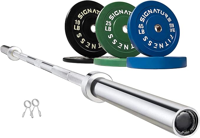 Signature Fitness 2" Olympic Bumper Plate Weight Plates 7FT Olympic