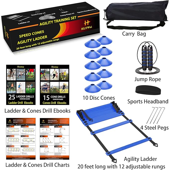 Speed Agility Training Set 1 Agility 4 Steel 1 Sports Headband,1 Jump 10 Disc