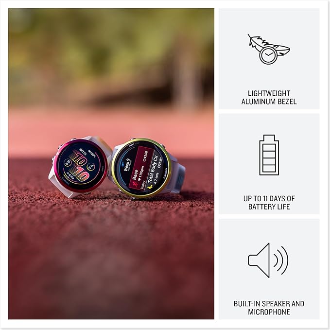 Garmin Forerunner 570 Running Smartwatch, 47MM WiFi, GPS Fitness Watch for Men and Women, Indigo Aluminum with Translucent Imperial Purple/Indigo Band + Access 600 Fitness Monitor, XS-S + More
