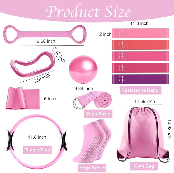 Pilates Ring and Ball Set with 8 Resistance 9 in