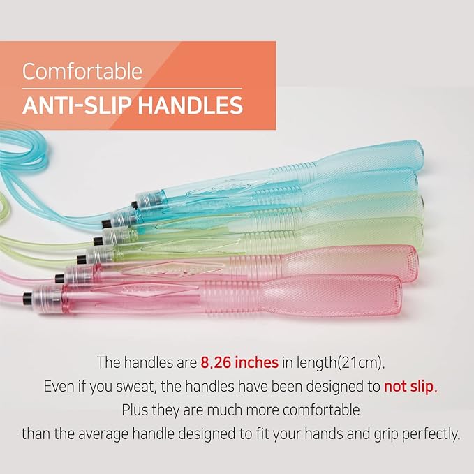 Exercise Jump Rope for Cardio, Boxing, CrossFit - Adjustable Skipping Rope for Men and Women, Lightweight, Tangle Free, Made in Korea(Crystal Gold Jumprope, UA-430)