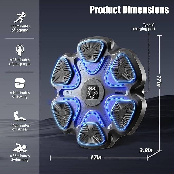 Music Boxing Machine,Smart Bluetooth Boxing Machine for Adults & Kids,Boxing Training Machine with Boxing Gloves, Music Playback Boxing Workout Equipment Target for Home, Office, Gym