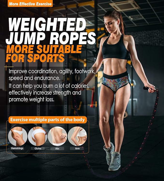 Weighted Jump Rope for Fitness - 9.8ft Heavy 3LB Workout
