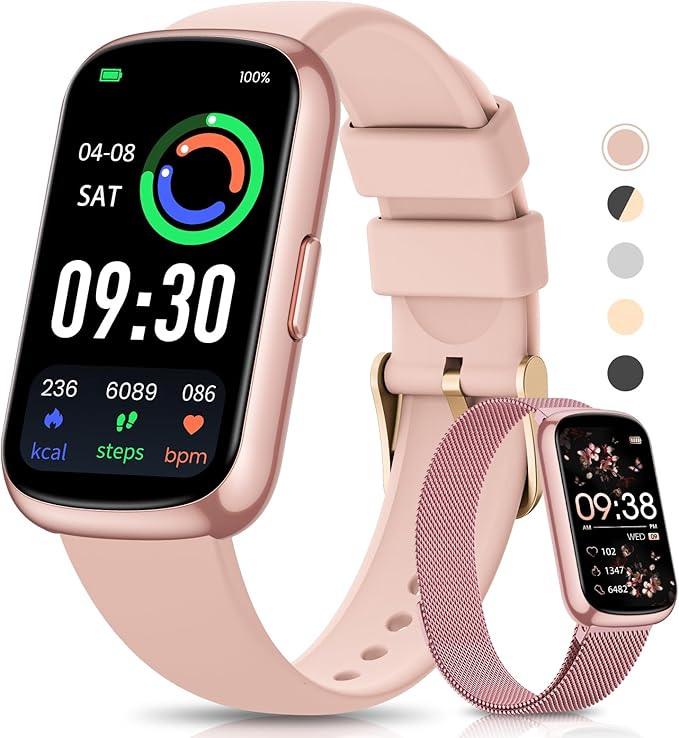 Fitness Tracker, 20+ Sport Modes Fitness Watches for Women with Steps/Distance/Calorie Tracker, Smart Watch for Android/iOS Phones, IP68 Smart Watches for Women, Step Pedometer, Gift (Pink)