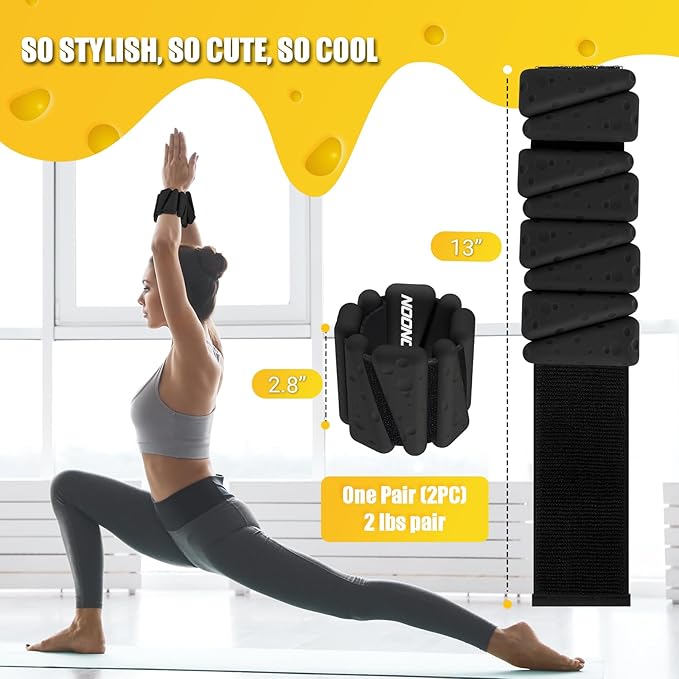 Wrist Ankle Weights Bangles 2lb for Women, Adjustable Silicone Pilates Weights Bracelet, Heavy Duty Fasteners Wearable Arm & Leg Weights for Yoga, Pilates, Barre, Walking and Gym (Set of 2)