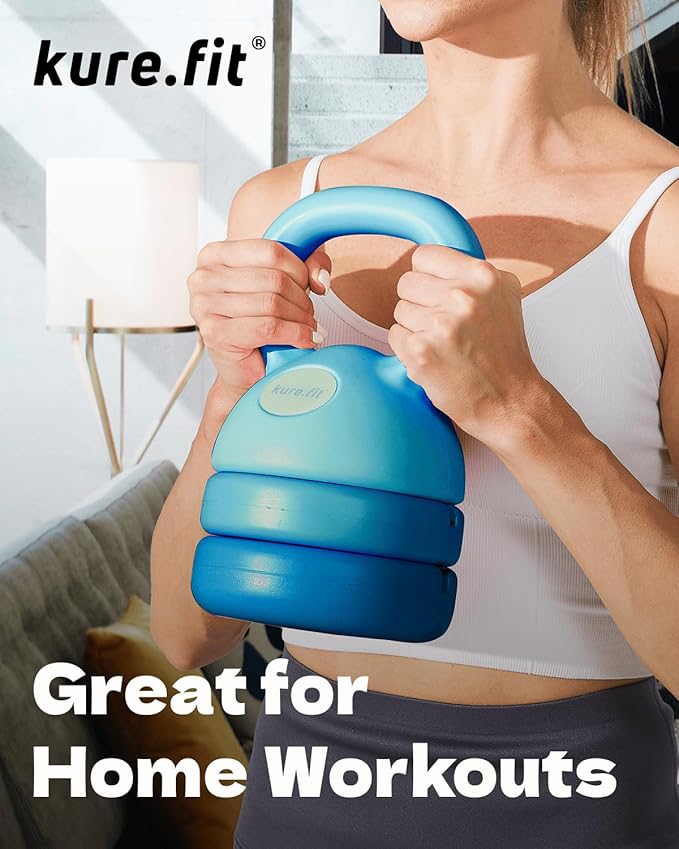 Adjustable Kettlebell | 5 lb - 12 lb | Kettlebell Weights Set for Home Gym | Full-Body Workouts, Strength Training, Weight Loss | Fabric Booty Band | Beginners & Women