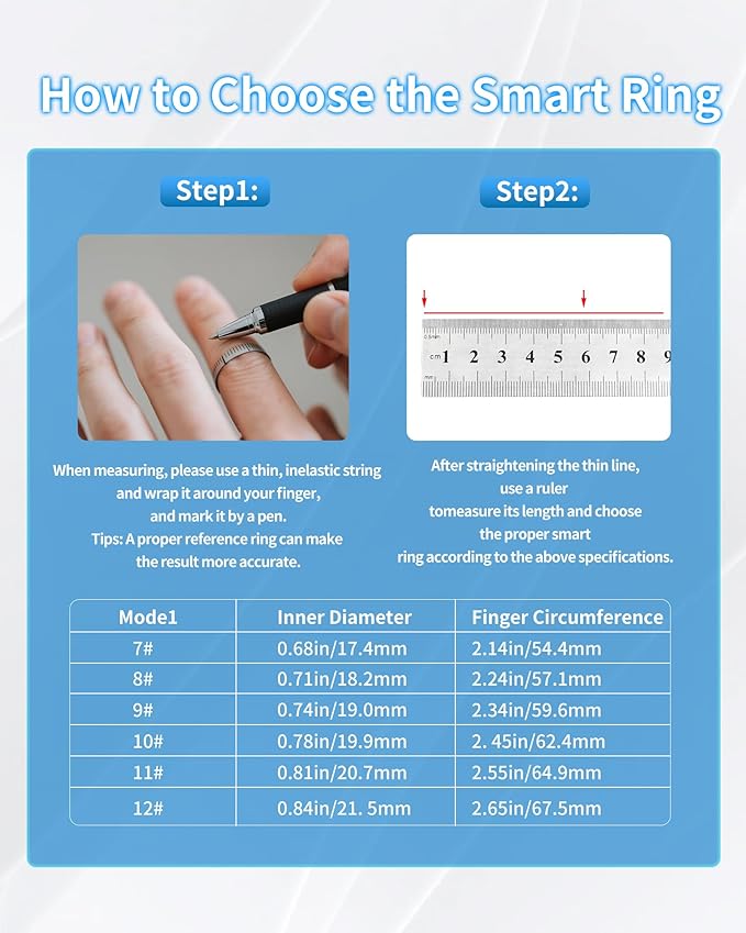 Smart Rings for Women, Fitness Tracker with Blood Oxygen, Blood Pressure, Heart Rate, Sleep Monitor, Step Counter, Gesture Control IP68 Waterproof Smart Ring Tracker, Stainless Steel