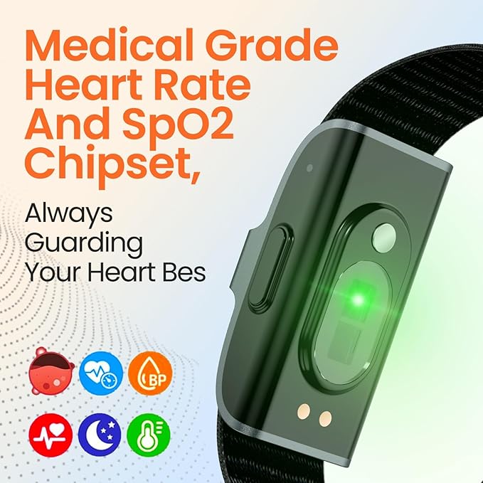 Smart Health Wristband, Screenless Smart Bracelet, Pedometer, Wearable Activity and Fitness Tracker, Free App, IP68 Waterproof (Black)