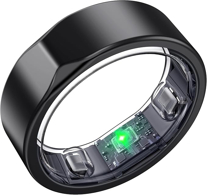 Smart Ring-Size First Before You Buy, No APP Subscription,7-10 Days of Use,Sleep & Activity Real-Time Monitor, Stress/Heart Rate/SPO₂ Tracker, Compatible with iOS and Android (Black, 10)