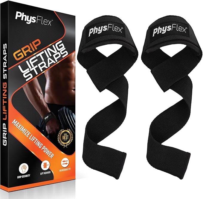 Grip Lifting Straps for Weightlifting and Strength Training, Premium Cotton and Padded Wrist Wraps, Gym Deadlift for Men & Women