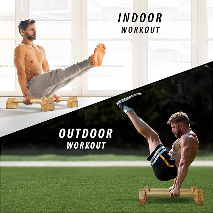 Yes4All Steel/Solid Wood Push Up Stand Parallel Bars