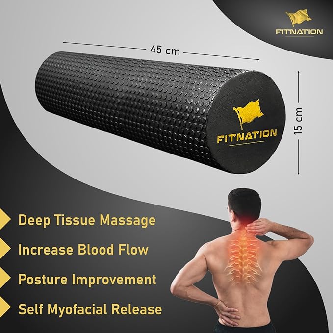 High-Density Foam Muscle Roller – Textured Foam Rollers 18-inch (Medium, 45 x 15 cm)