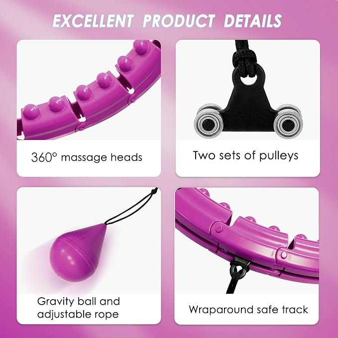 Brebon Weighted Hoola Exercise Fit Hoops Plus Size 2 in 1 Weight 24 Detachable