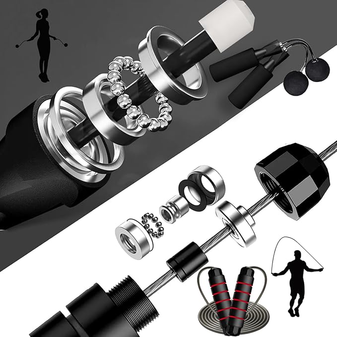 Jump Rope & ropeless jump rope, Exercise Jumprope for Men Women and Kids Workout,Rapid Speed Jumping Rope for Cardio and Endurance Training,for Home Aerobic Exercise Equipment - 2 Pack