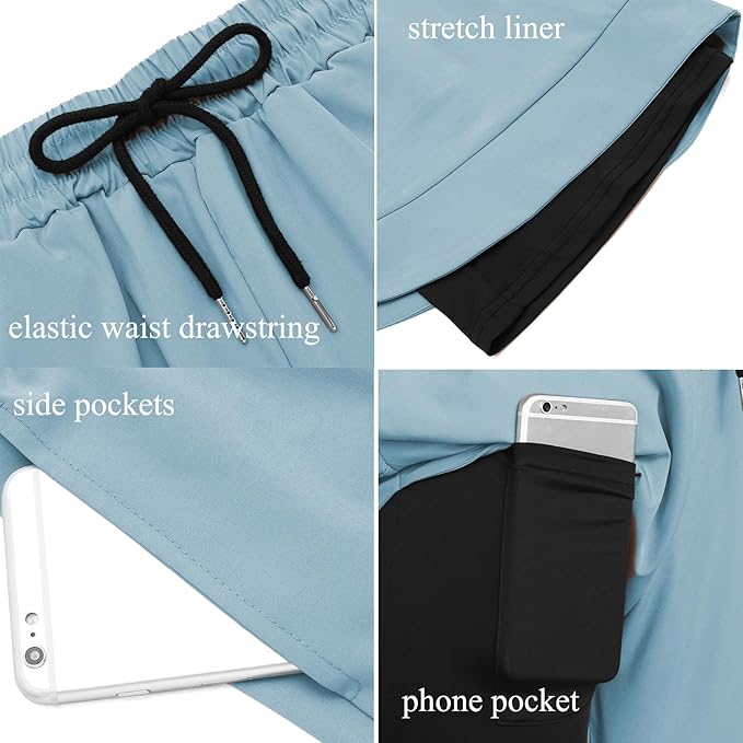 COOFANDY Men's 2 Pack Running Shorts 2 in 1 Workout Shorts Quick Dry Gym Training Athletic Jogger with Phone Pockets