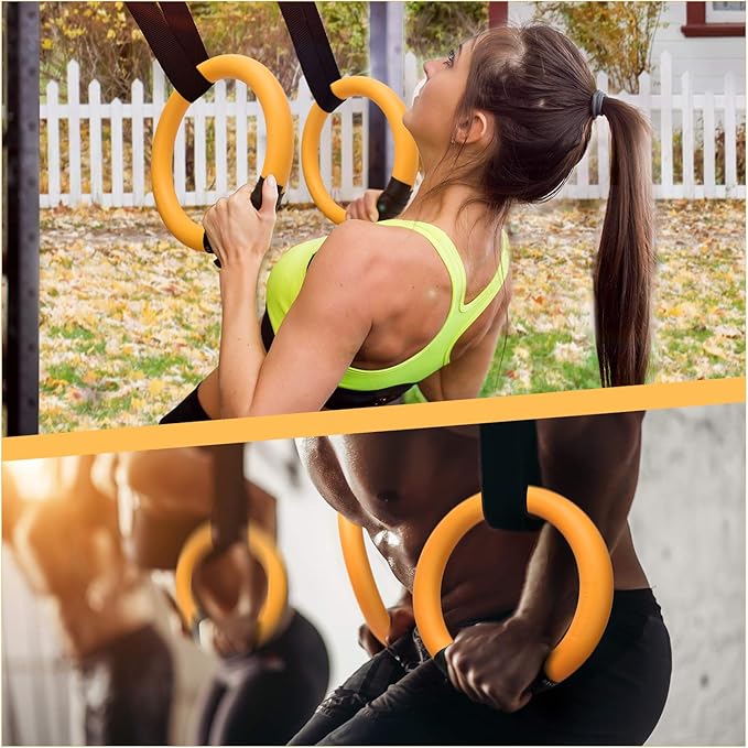 PACEARTH Gymnastic Rings 1100lbs Capacity with 14.76ft Adjustable