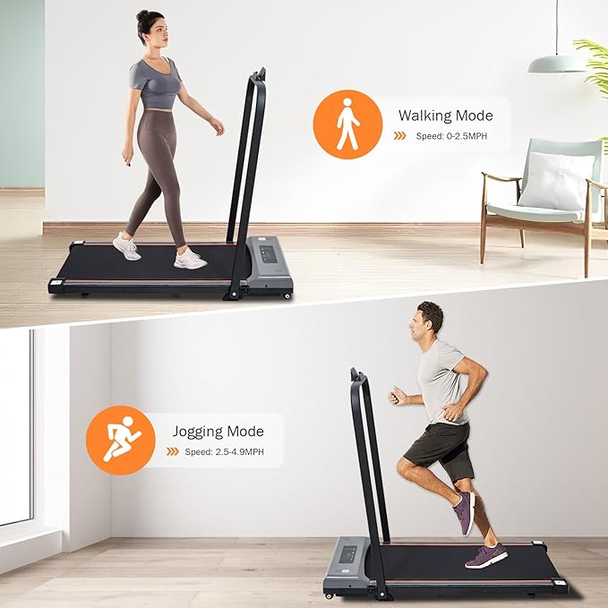 Walking Pad with 7% Incline and APP&Remote Control,300+lb Capacity Under Desk Treadmill 2.5HP Treadmill,10 HIIT Modes Treadmills for Home Office