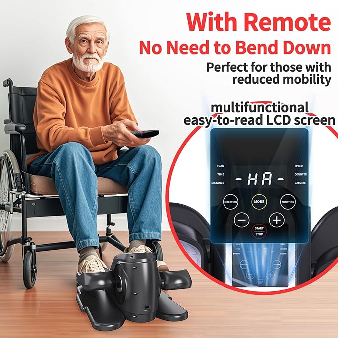 Under Desk Elliptical Exercise Machine with Remote Control & 12 Speeds, Quiet Elliptical Machine for Home Use, Ellipse Leg Exerciser as Seen on TV, Electric Leg Exerciser While Sitting for Seniors