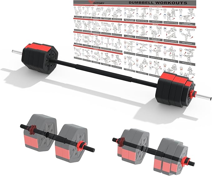 VIVITORY Barbell Weight Set 55/66/88 lb
