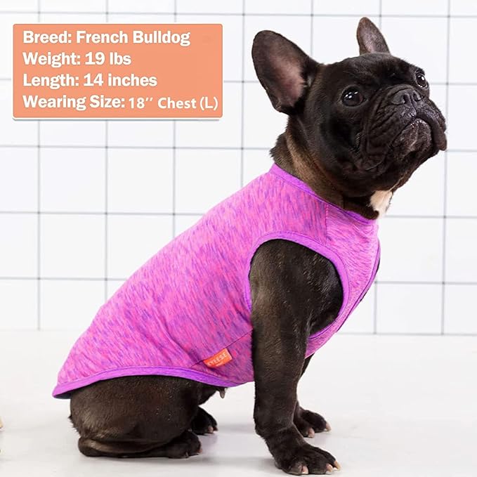 KYEESE 2 Pack Dog Shirts Quick Dry Soft Stretchy Pet T-Shirts with Reflective Label Tank Top Sleeveless Vest Sun Protection Dog Clothes for Small Medium Dogs, Small, Purple+Pink