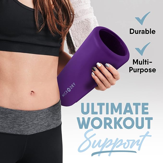 MICRODRY Deluxe Fitness Foam Back Roller for Muscle Relief 13x5.3", Purple