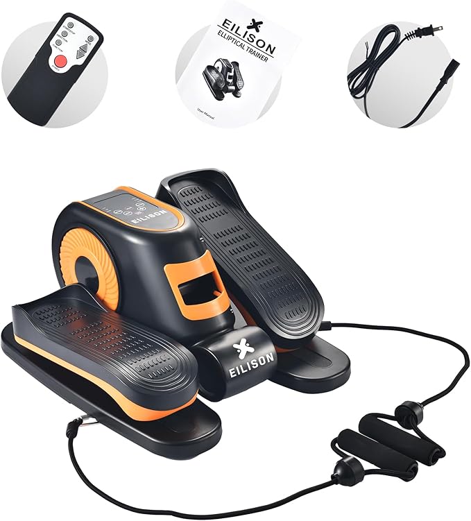 EILISON Under Desk Elliptical Machine, Electric Ellipse Leg Exerciser as Seen on TV with Resistance Band, Quiet Portable Elliptical Machine, Seated Pedal Exerciser with Remote Control