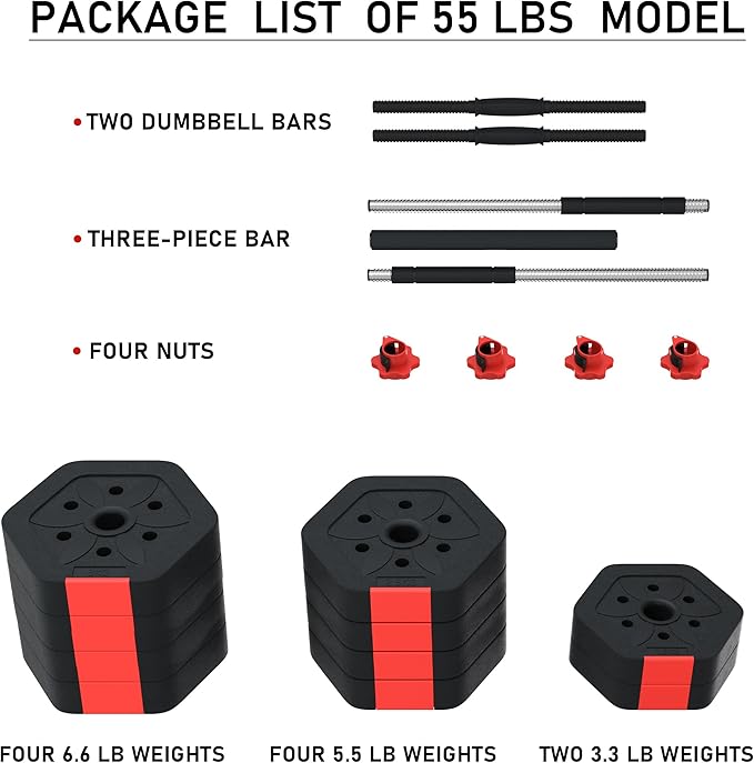 VIVITORY Barbell Weight Set 55/66/88 lb