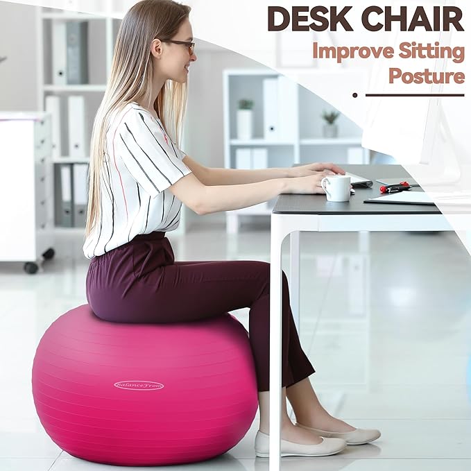 Anti-Burst and Slip Resistant Exercise Ball Yoga Ball 2,000-Pound Capacity,