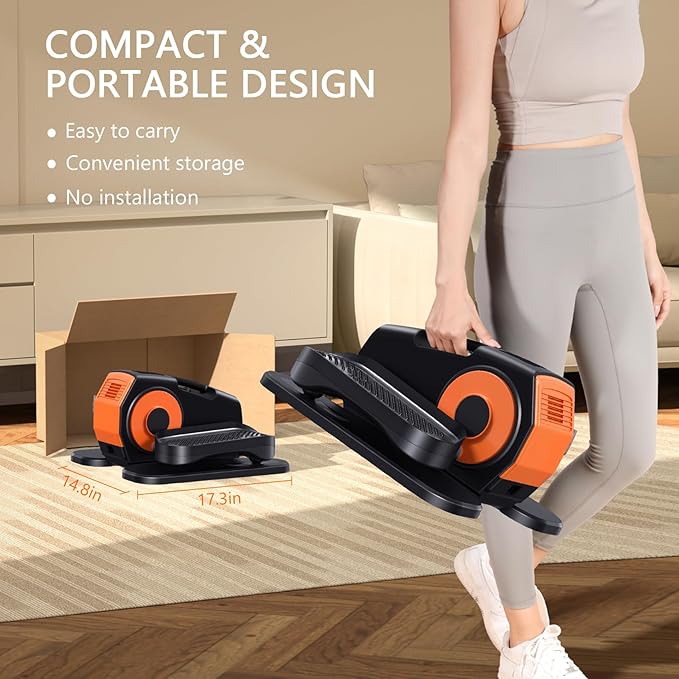 Under Desk Elliptical, Elliptical Leg Exerciser for Seniors, Home Portable Elliptical with Remote Control and 12 Adjustable Speeds, Electric Seated Pedal Exerciser, Fully Assembled