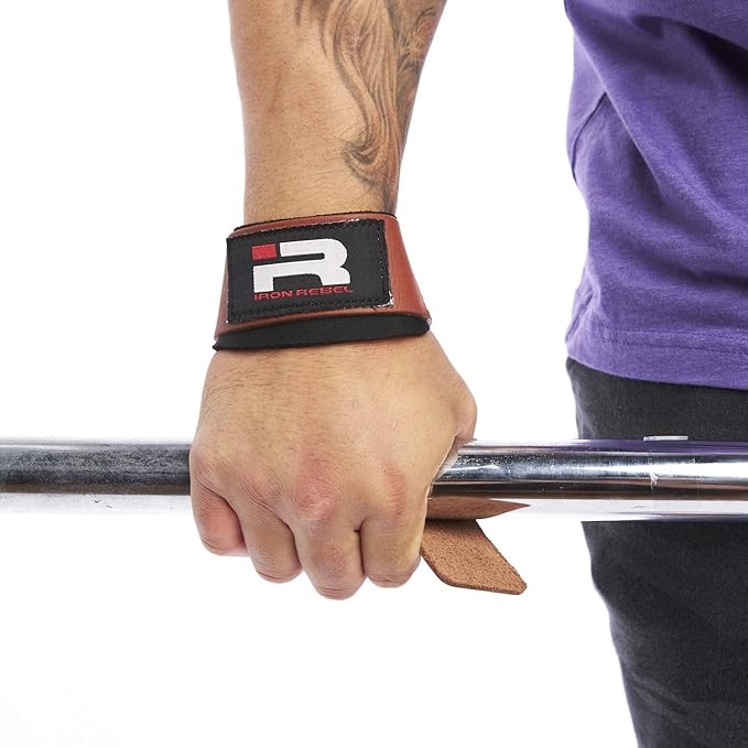 Iron Rebel Padded Leather Lifting Straps for Men & Women | Gym Weightlifting Straps | Comfortable Grips for Deadlifts, Training, Powerlifting, & Bodybuilding