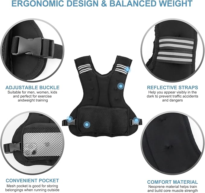 Adjustable Weighted Vest for Men Women Weights Included, 4-10lbs/11-20lbs Body Weight Vests Adjustable for Running, Training Workout, Jogging, Walking