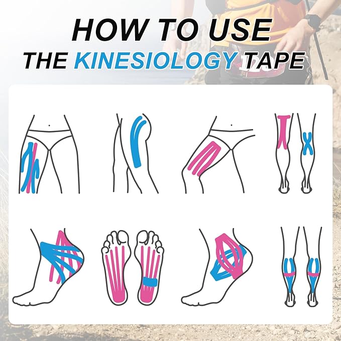 PATIKIL 5.5 Yard x 4 inch Kinesiology Tape, 1 Roll Adhesive Cotton Sports Muscle Support Tapes Waterproof Elastic Tape for Knee Ankle Wrist Shoulder, Light Blue
