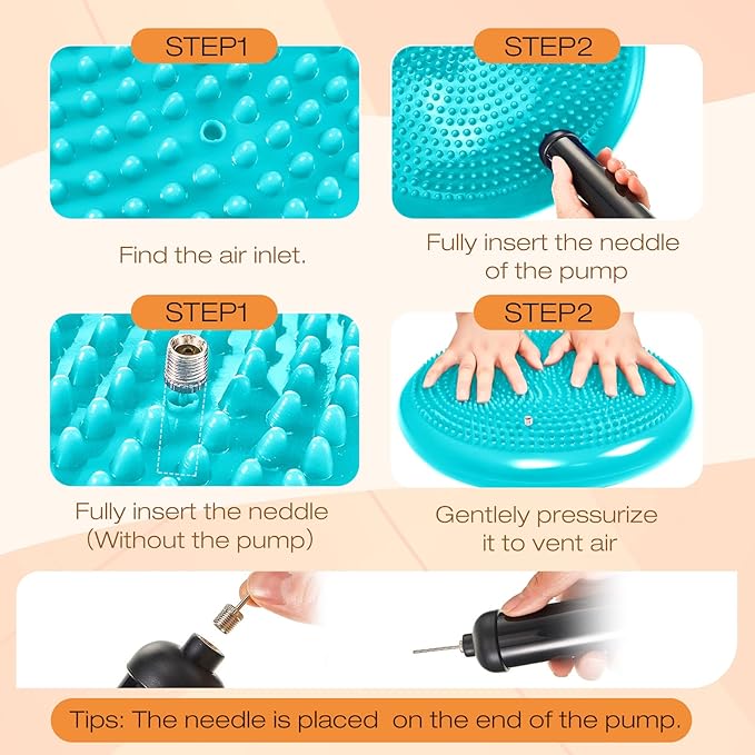 Amylove 6 Pcs Inflated Wobble Cushion Pump Wiggle Seat for Sensory Kids Flexible Seating Exercise Balance Disc Sensory Chair for Office School Home Equipment, Pump Included