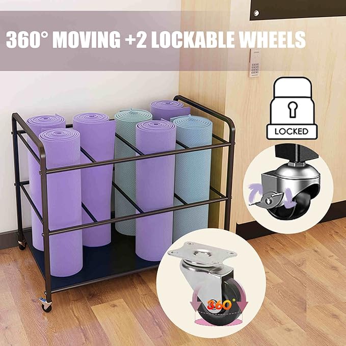 Yoga Mat Storage Rack Basket Workout Equipment Home