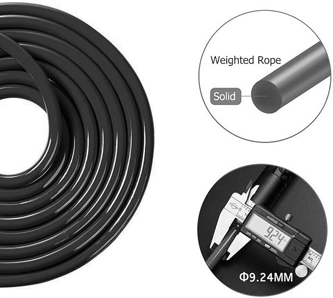 Redify Weighted Jump Rope for Workout Fitness(1LB) 9MM Fabric Cotton+9MM Solid