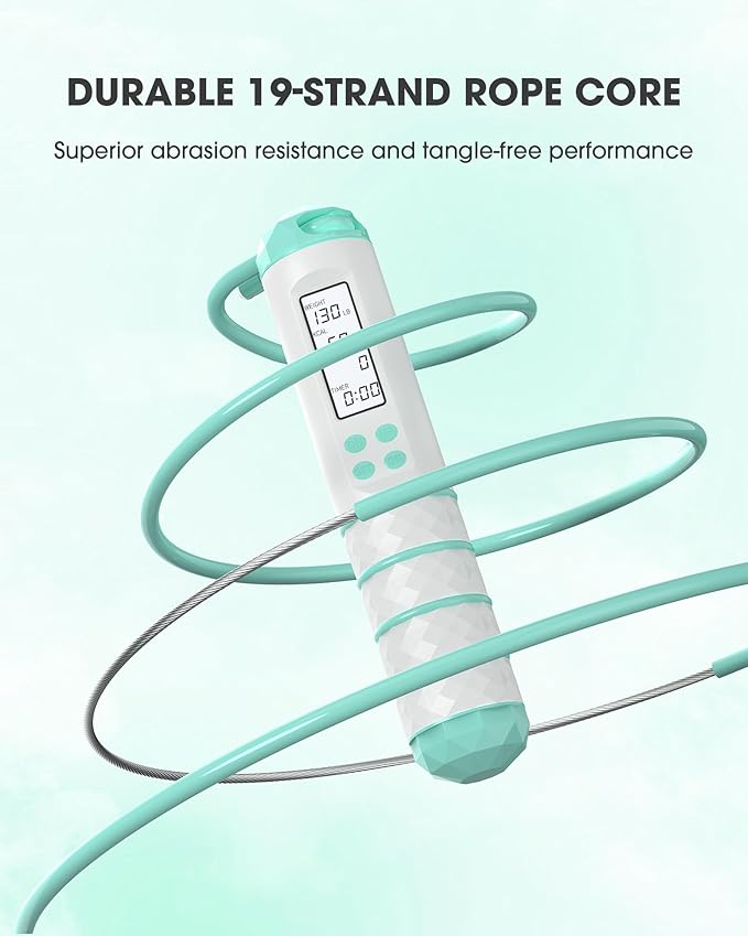 Cordless Weighted Jump Rope with Calorie Counter 9.85ft