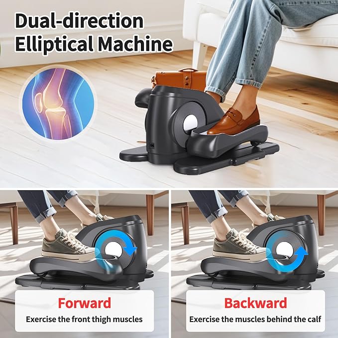 Under Desk Elliptical Exercise Machine with Remote Control & 12 Speeds, Quiet Elliptical Machine for Home Use, Ellipse Leg Exerciser as Seen on TV, Electric Leg Exerciser While Sitting for Seniors