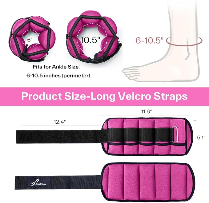Sportneer Adjustable Ankle Wrist Weights for Men Women Kids 2 lbs 1 Pair 4 lbs