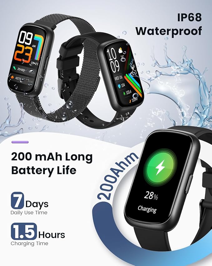 Fitness Tracker- Smart Watches for Women Men with 24/7 Heart Rate Monitor Blood Oxygen Sleep Tracker, Waterproof Fitness Watch, Activity Smartwatch for Android iPhone, Calorie Distance Pedometer, Gift