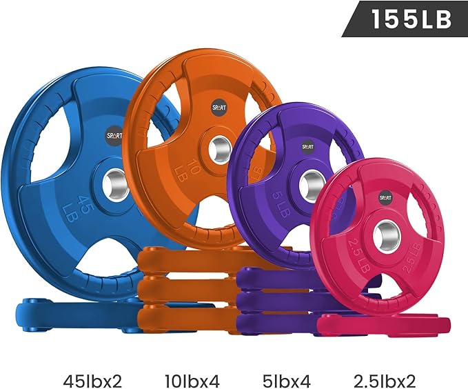 SPART 2-Inch Color Rubber Coated Olympic Grip Plate 2.5LB/5LB/10LB/25LB/35LB/45LB, Two
