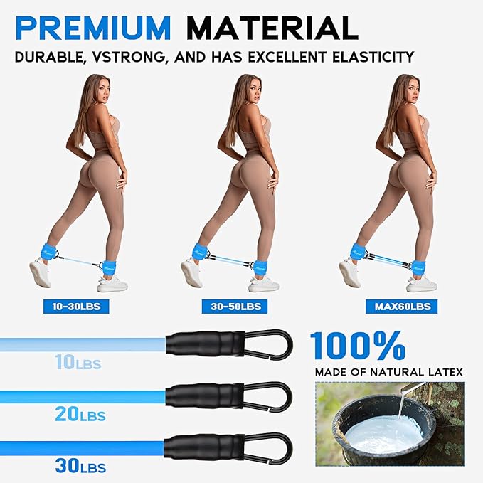 Ankle Resistance Bands, Ankle Bands for Working Out with Cuffs, Resistance Bands for Leg Butt Training Workout Equipment for Kickbacks Hip Gluteus Training Exercises, Ankle Strap with Exercise Bands