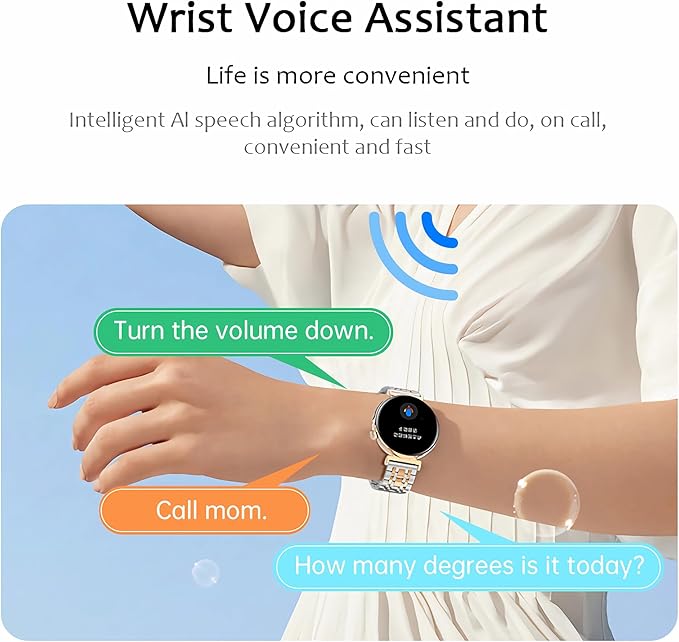 Pard Stylish Business Smart Watch with 24/7 Heart Rate, Call, Message Notification, AI Voice, GPS, Pressure/Sleep Monitor, Health Tools and More, Sliver