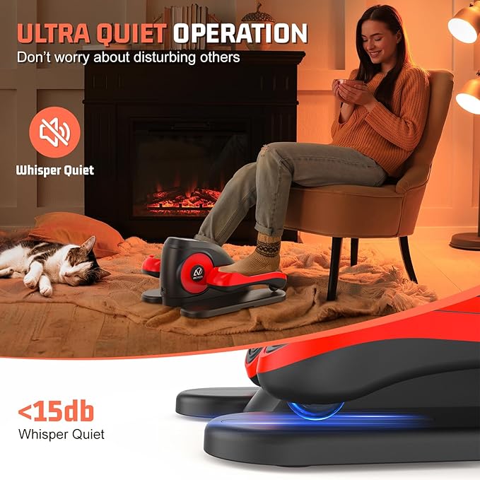 ANCHEER Under Desk Elliptical Machine, Electric Ellipse Leg Exerciser for Seniors with Remote Control, Quiet & Compact Pedal Exerciser, Manual & Auto Mode for Home and Office Use