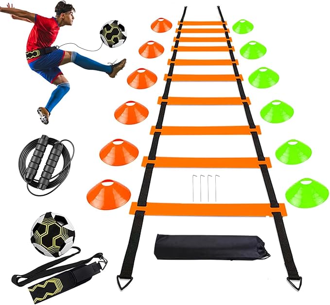 Soccer Agility Training Equipment Set 20Ft Agility 12 Cones,