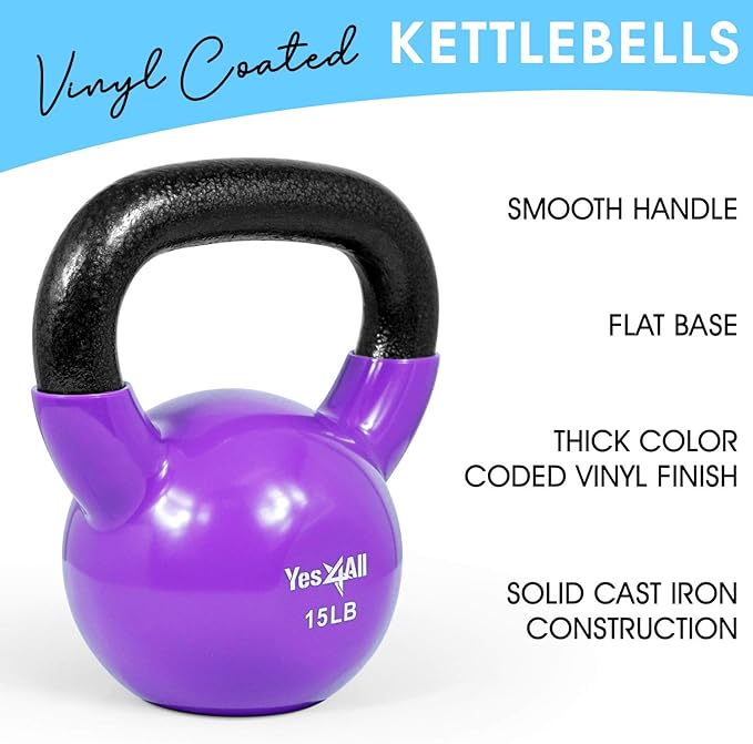 Yes4All Combo Kettlebells Vinyl Coated Weight Sets Great