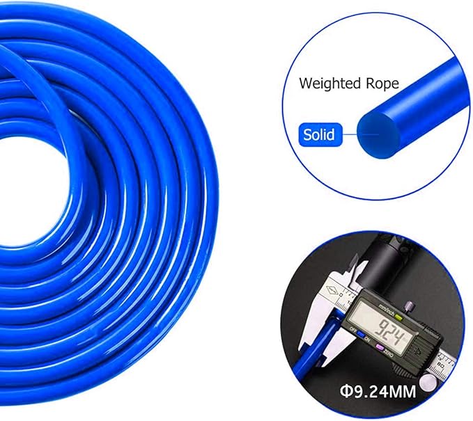 Redify Weighted Jump Rope for Workout Fitness(1LB) 9MM Fabric Cotton+9MM Solid
