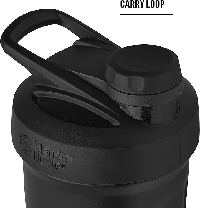BlenderBottle Strada Twist Cap Shaker Cup Insulated Stainless Steel Water Bottle with Wire Whisk, 24-Ounce, White