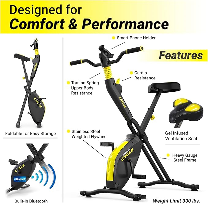 STEALTH GAME CYCLE: Full-Body Workout X-Bike, Gamified Cardio with 5 Free Games, Foldable Magnetic Cycle, Phone Holder + Free Fitness App (Optional Premium Subscription)